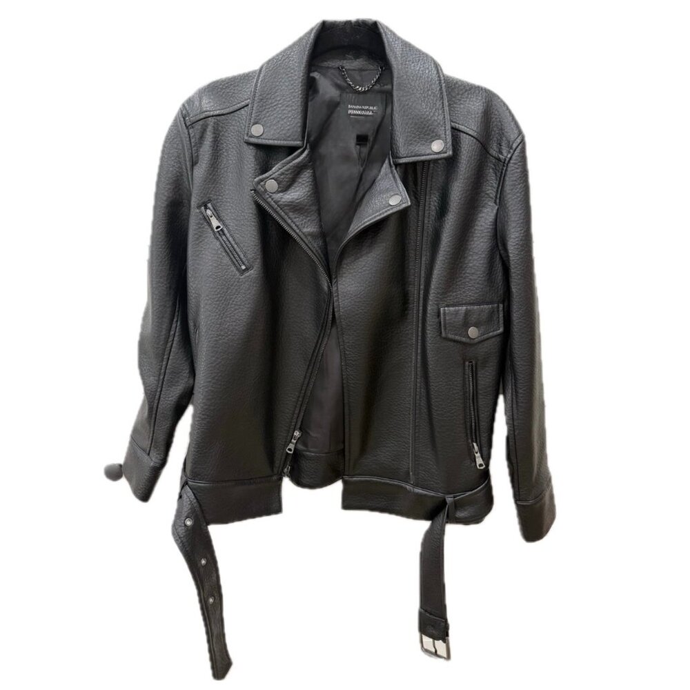 Banana Republic Vegan Leather Moto Jacket - Black XXS (runs big) NWOT